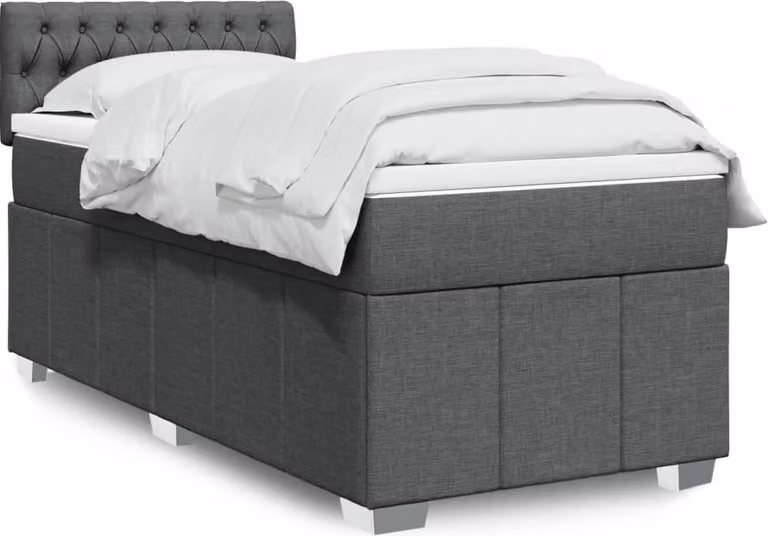 Maison Exclusive - Letto boxspring con materasso grigio scuro 90x190 cm Tessuto