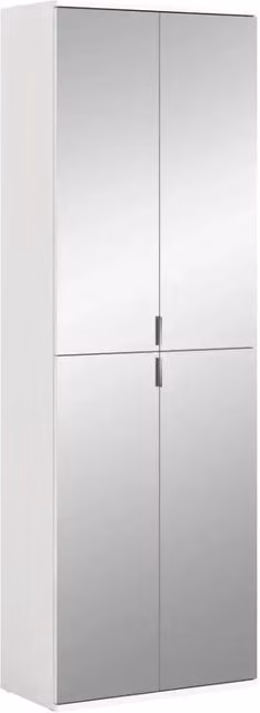 Armadio BODITE – 4 ante con specchi – Bianco laccato – Eleganza e luminosità
