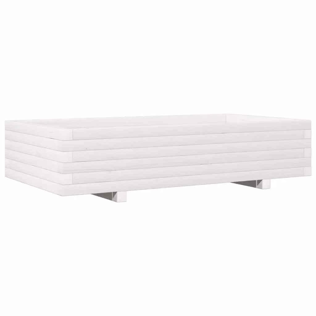 Fioriera da giardino bianca vidaXL in legno L: 110 cm, P: 60 cm, H: 26,5 cm – 2