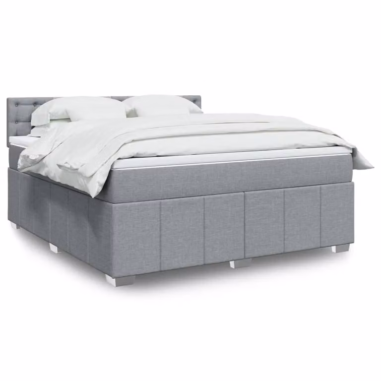 vidaXL Letto Ibrido con Giroletto a Molle e Materasso in Tessuto Grigio e Bianco L/P/H: 180 x 200 cm