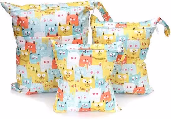 Set di 4 tasche idrorepellenti multicolore per bambini con cinturino, lavabili e ideali per la scuola o il viaggio