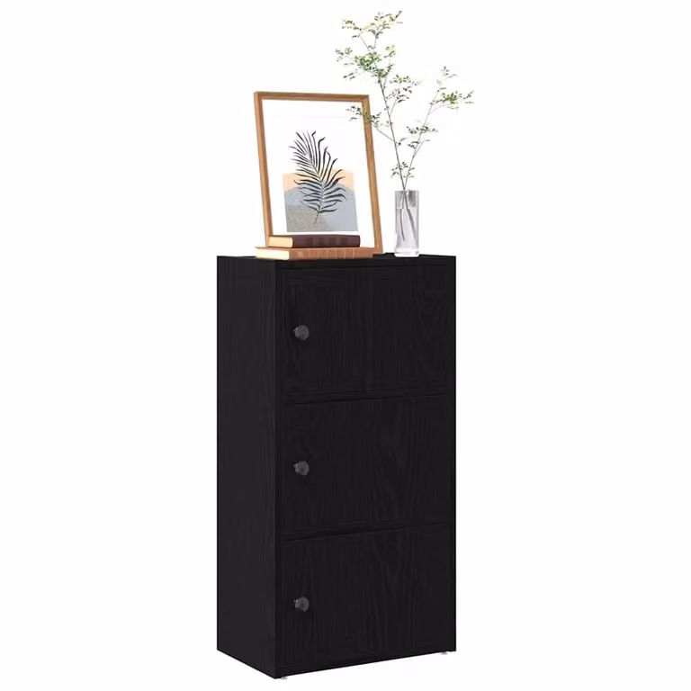 Libreria vidaXL in legno multistrato e MDF, colore nero opaco, L: 40 cm, P: 24 cm, H: 77 cm