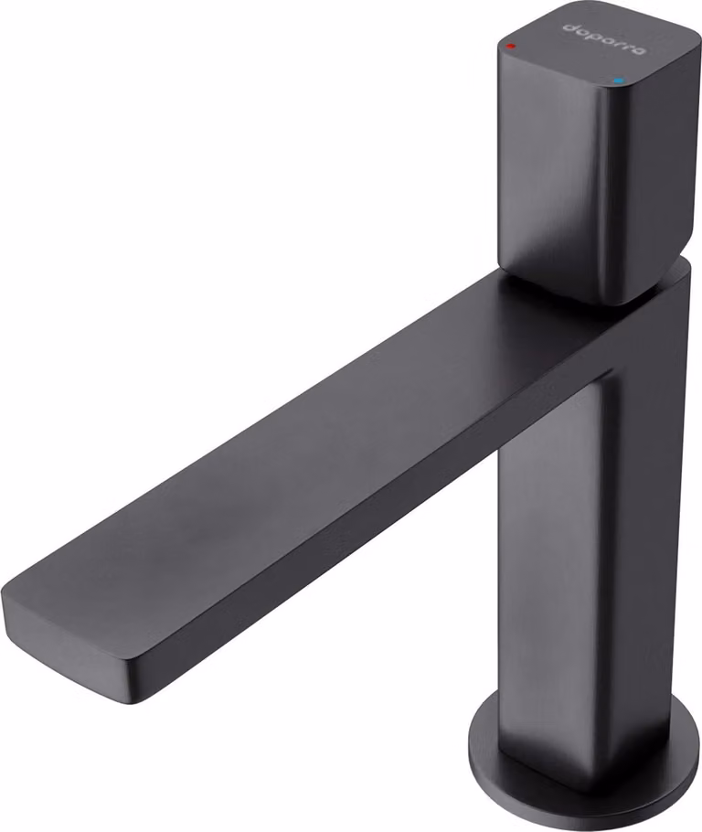 doporro Miscelatore Monocomando per Lavabo Bagno Senza Leva, Rubinetto con Flessibili Acqua Calda Fredda in Ottone Nero Opaco H 19,6 cm WAO-7901