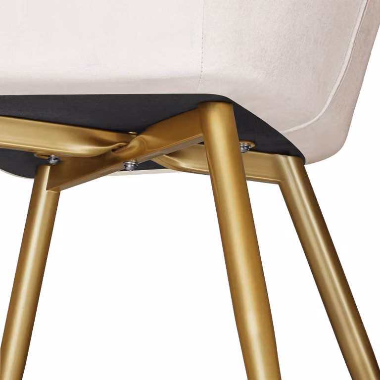 Set di 6 sedie Marilyn tectake in velluto beige e oro per soggiorno e sala da pranzo