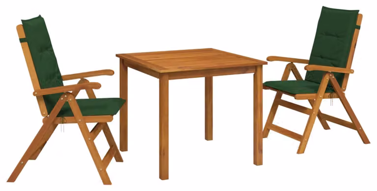 Set da giardino in legno massello di acacia, composto da tre elementi