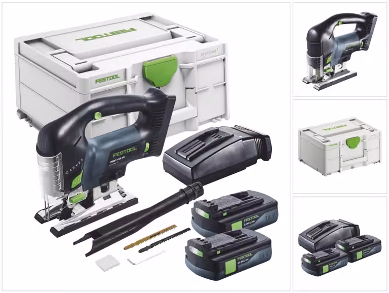 Festool CARVEX PSBC 420-Basic seghetto alternativo a pendolo a batteria 18 V 120 mm brushless + 2x batteria ricaricabile 3,0 Ah + caricabatterie + systainer