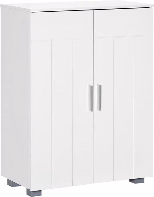 Mobiletto bagno moderno kleankin bianco con 2 ante e 2 ripiani regolabili L/P/H: 60 x 30 x 80 cm