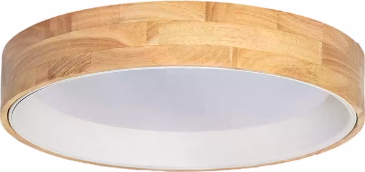 Plafone LED 21W rotondo 50 cm in legno naturale, 3 tonalità di luce, Abruzzo Vero