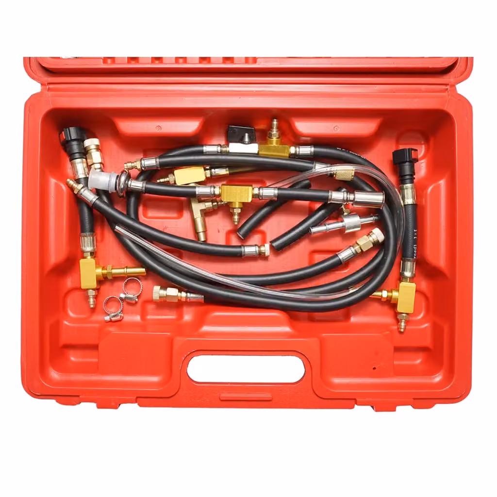 Kit di prova della pressione del sistema di iniezione del carburante con 2 manometri e adattatori universali Breckner Germany colore rosso – 2
