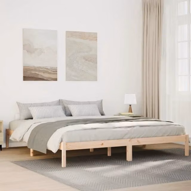 Letto Extra Lungo Design Mania in Legno di Pino Grezzo L: 185.5 cm, P: 215.5 cm, H: 151 cm