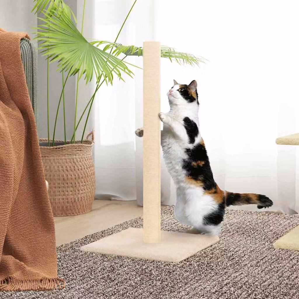 vidaXL Palo Tiragraffi per Gatti in Sisal Beige L/P/H: 35 x 35 x 70 cm