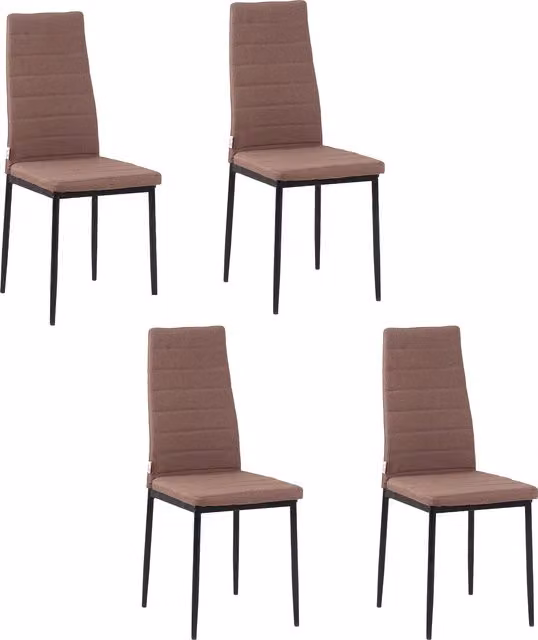Set di 4 sedie moderne vintage HOMCOM con seduta imbottita in tessuto e struttura in metallo per soggiorno o sala da pranzo, colore cachi