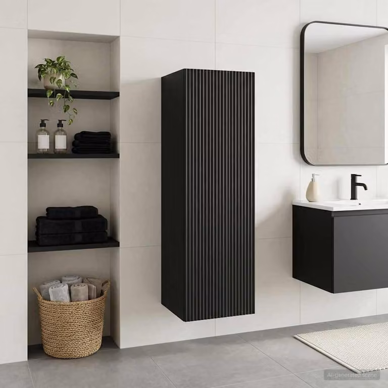 Mobiletto da bagno moderno vidaXL nero opaco sospeso L: 33 cm, P: 34,5 cm, H: 60 cm
