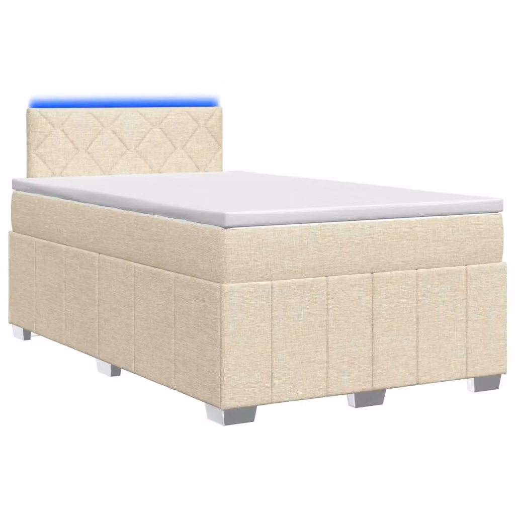 Letto box spring ibrido vidaXL con materasso a molle insacchettate e illuminazione sottostante, colore beige e bianco, L/P: 120 x 200 cm – 2