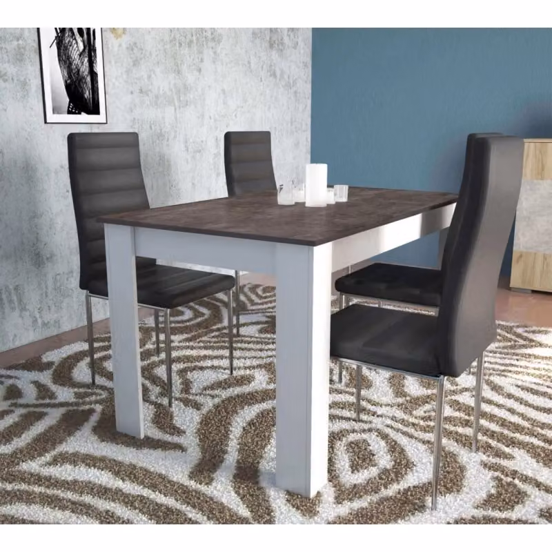 Tavolo rettangolare Cosma bianco e grigio con finitura opaca effetto cemento – 2