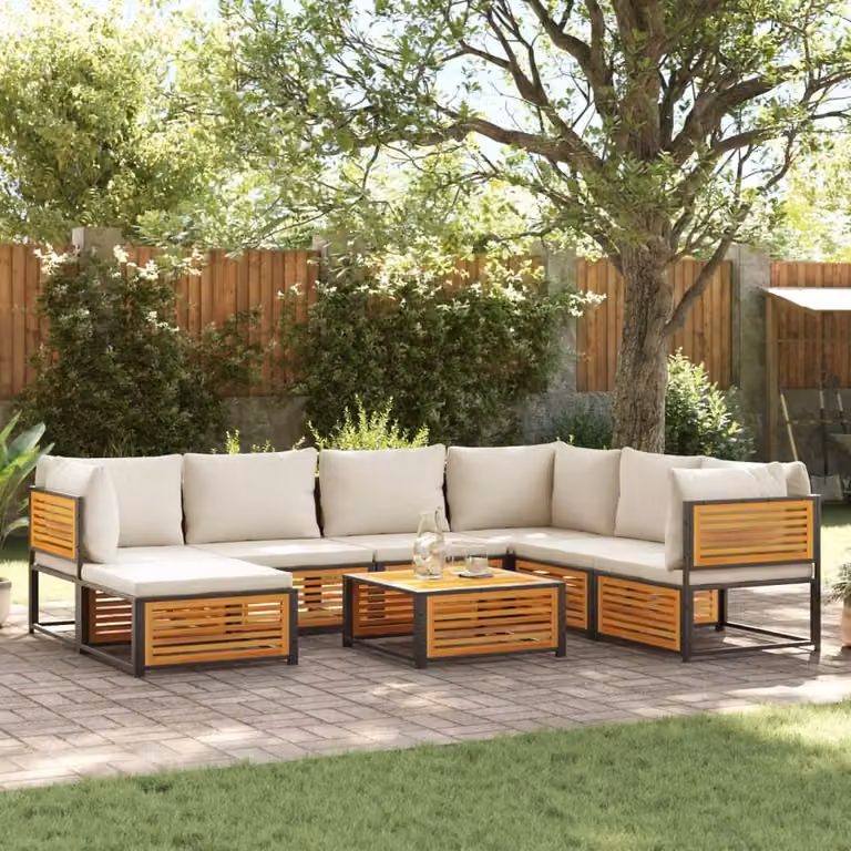 Maison Exclusive - Set da giardino 8 pezzi con cuscini in legno massello di acacia