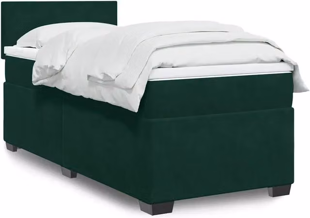 Giroletto a Molle con Materasso Verde Scuro 90x190 cm Velluto 3288483