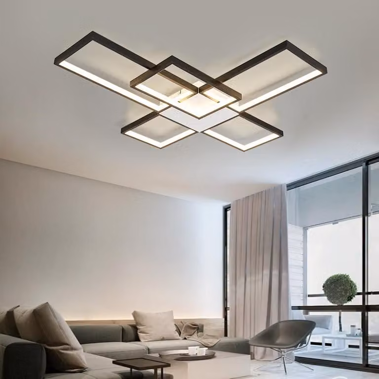 Lampada a sospensione a plafoniere, colore nero, dimmerabile, illuminazione a LED, realizzata in alluminio