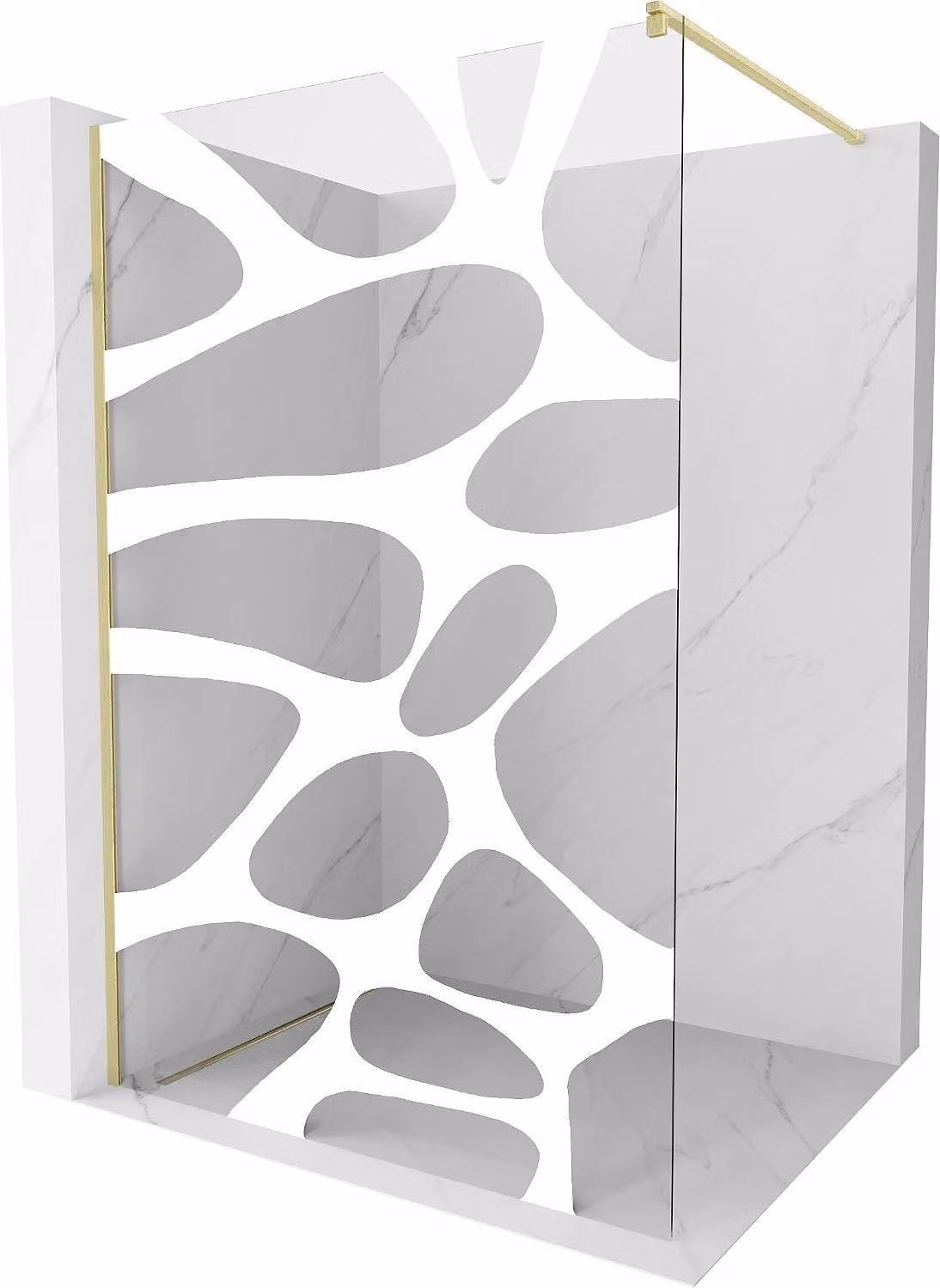 Mexen Kioto parete doccia Walk-in 100 x 200 cm, onda bianca 8 mm, oro spazzolato - 800-100-101-55-97