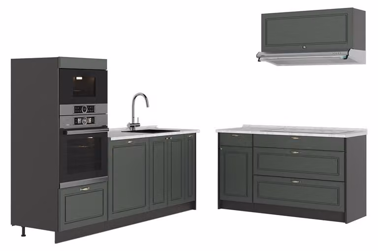 Cucina Vicco Fame-Line Verde-oro rustico/Antracite 340 cm, PL Marmo, Model 63867