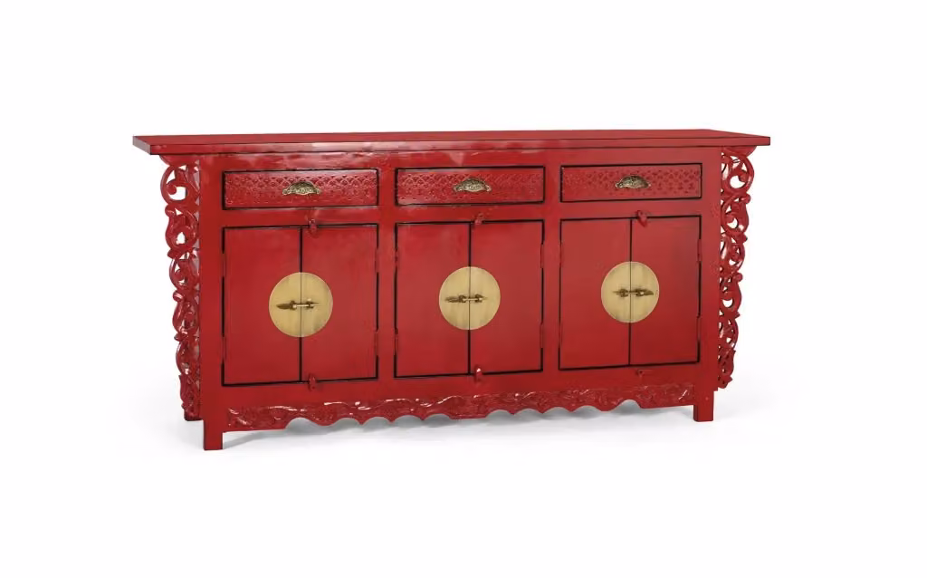 Credenza in legno di mango rosso stile orientale per la tua sala da pranzo Giner Y Colomer – 2