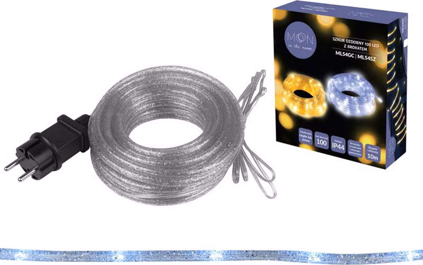 Illuminazione natalizia illuminazione stringa di luci Moon In The Room 100 LED stringa con glitter argento lampade bianco freddo