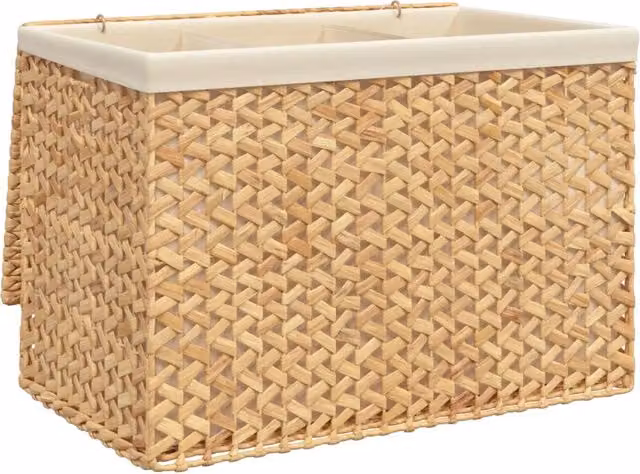 Cesto Portabiancheria a 3 Sezioni Giacinto d'Acqua CFW1835352 Bianco e Beige L: 75 cm, P: 42,5 cm, H: 52 cm