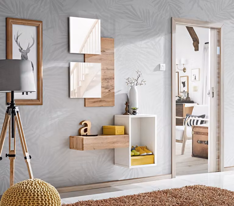 Flur Garderobe Möbel Moderne Design Wand Einrichtung Holz Diele