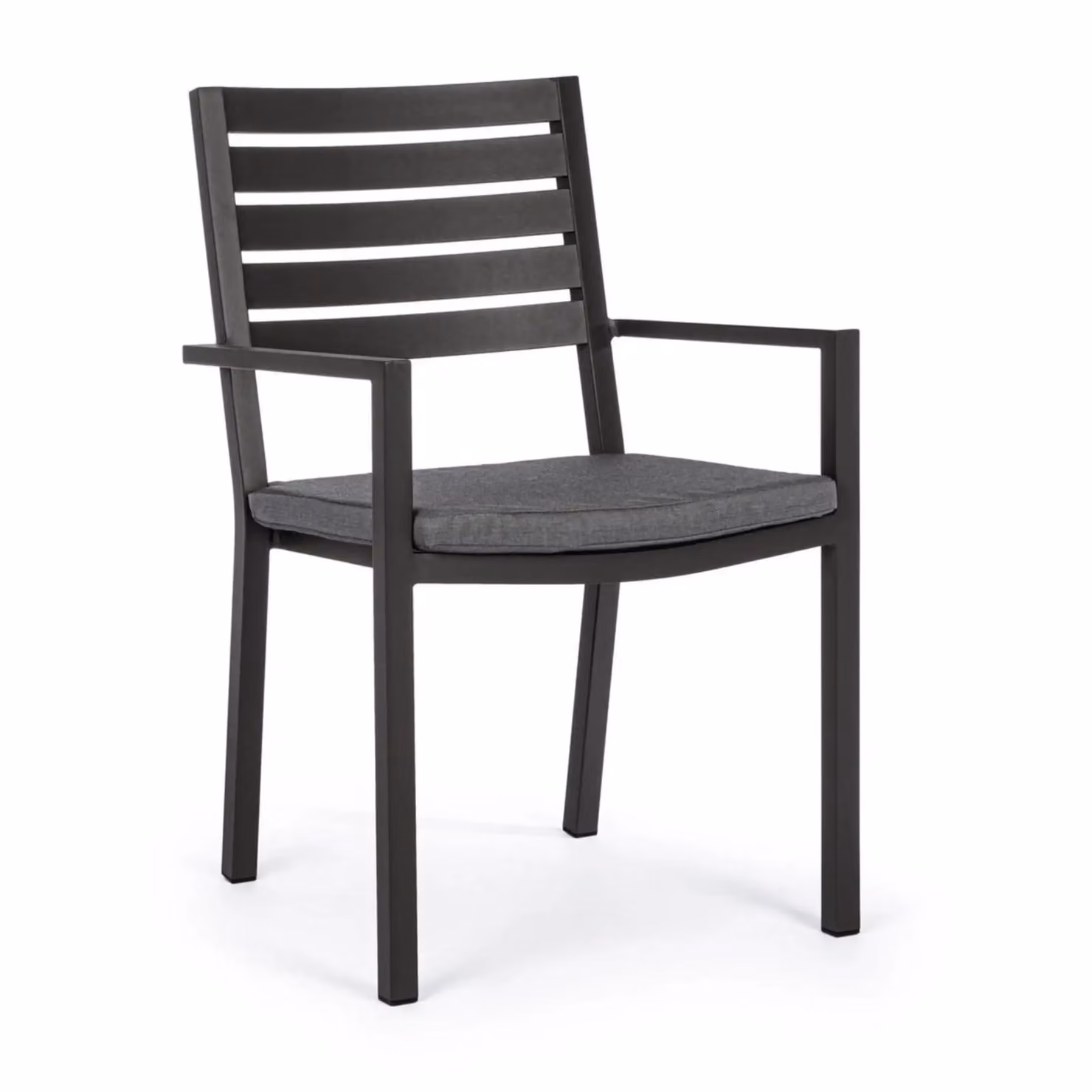Set 4 sedie da giardino MURGIA con cuscino sfoderabile in tessuto e struttura in alluminio antracite