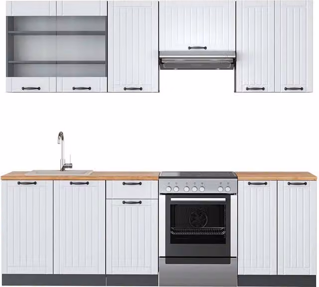 Cucina componibile Fame-Line Vicco Bianco rustico e Antracite, L: 240 cm