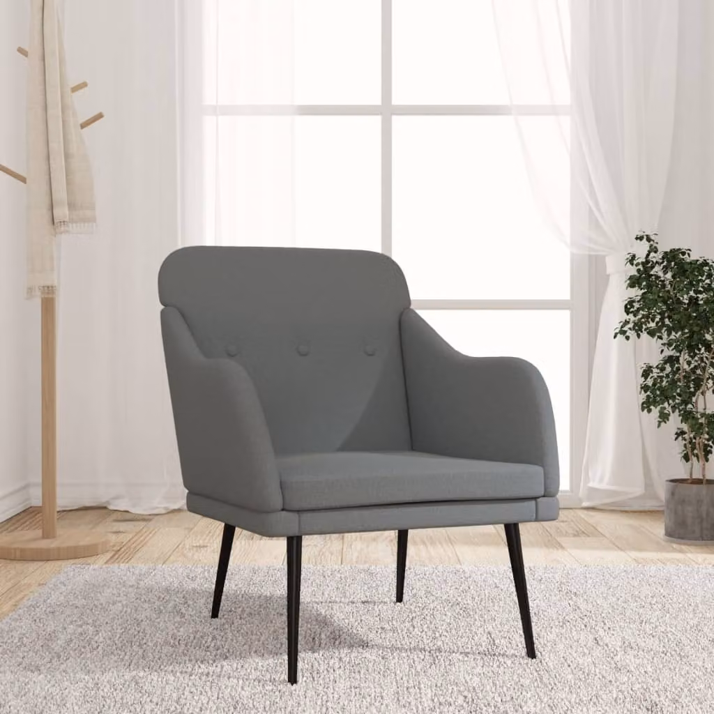The Living Store poltrona grigio scuro 63x76x80 cm tessuto