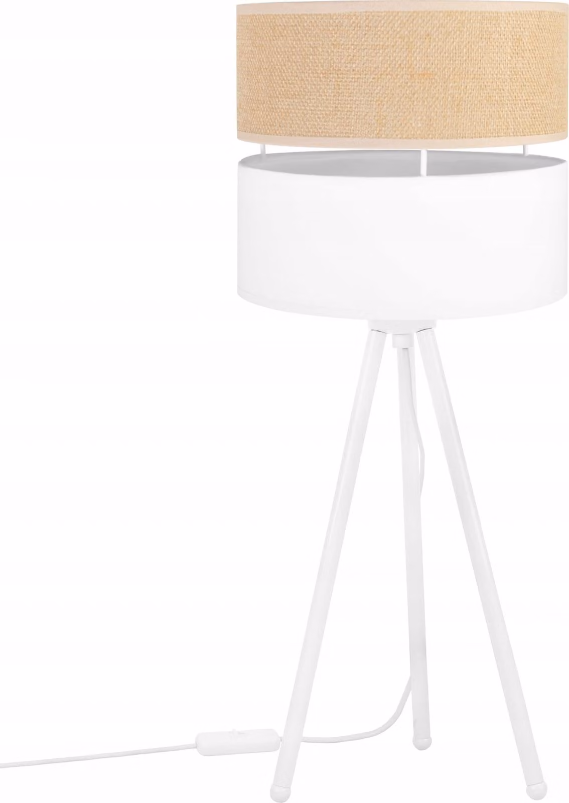 Light-Home Juta Lampada da tavolo con paralume moderno - Lampada da comodino - Lampada da tavolo E27 - 1 lampadina EDRON - Base bianca e iuta e bianco