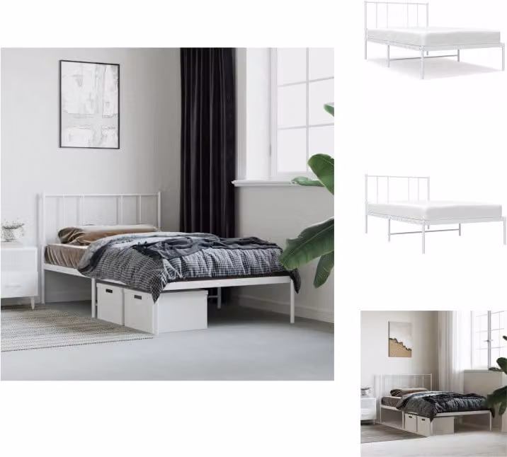 vidaXL Giroletto con testata in metallo bianco 100x200 cm - Letti & reti