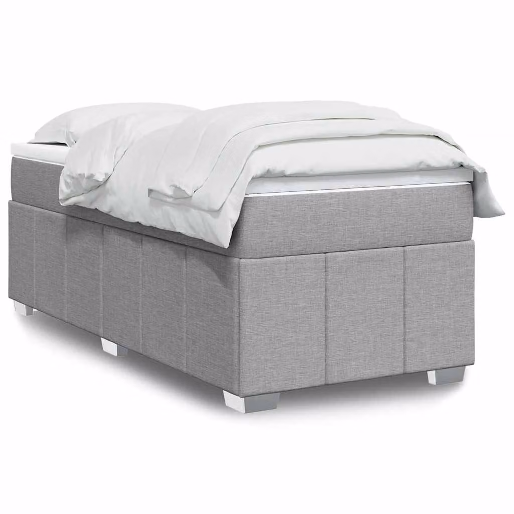Giroletto a molle con materasso vidaXL in tessuto grigio chiaro e bianco, L/P: 100 x 200 cm