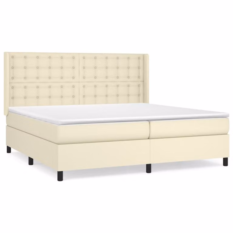 Giroletto a Molle con Materasso Crema 200x200 cm in Pelle finta