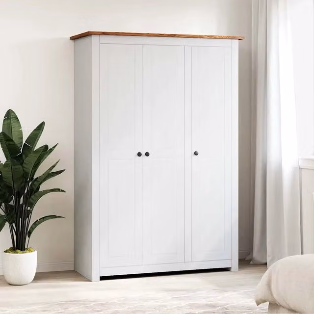 Armadio a 3 Ante Bianco 118x50x171,5cm in Pino Panama Range 282663