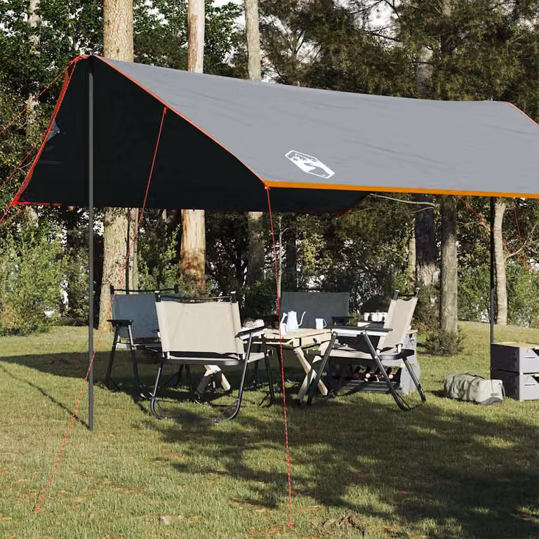Telone da campeggio impermeabile vidaXL in poliestere, Arancione e Grigio, L: 460 cm, P: 305 cm, H: 210 cm