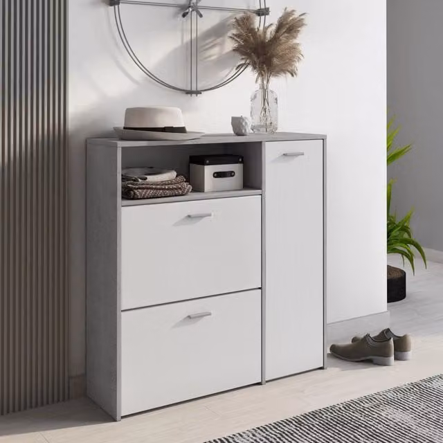 Mobile da ingresso DMORA Scultore 04-mag Paia Grigio Cemento L: 91.5 cm, P: 26.6 cm, H: 94 cm