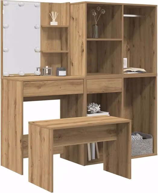 Set Toeletta con LED Rovere Artigianale in Legno Multistrato 3329182