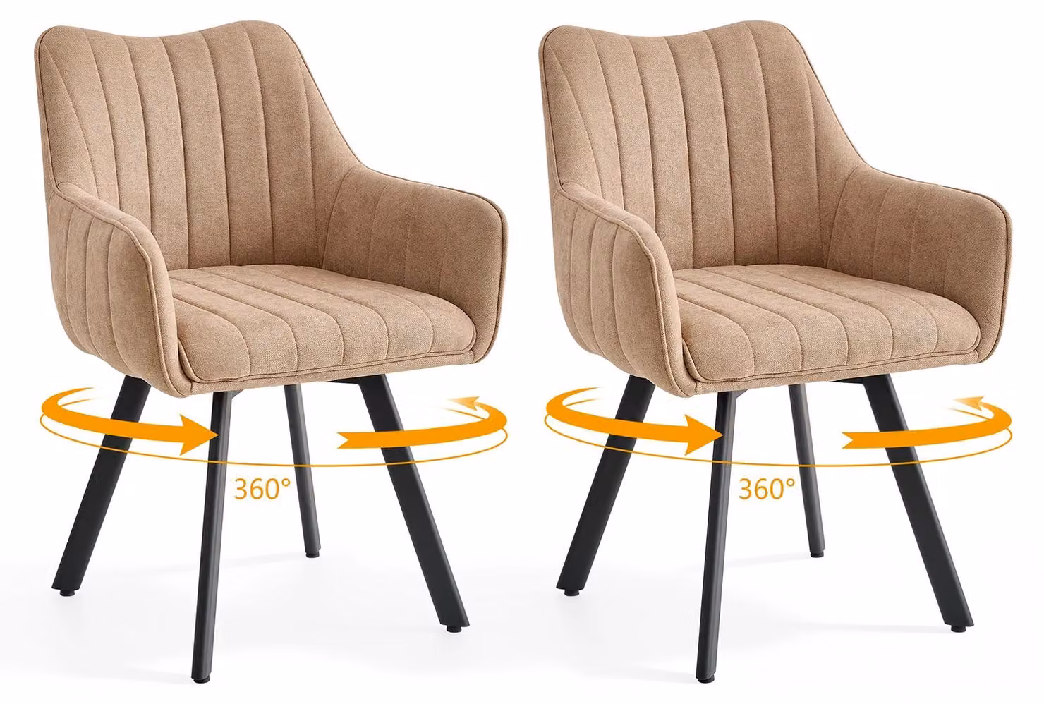Sedie da pranzo - Set da 2 - Imbottite - Struttura in metallo - Design moderno e minimalista - Colore kaki