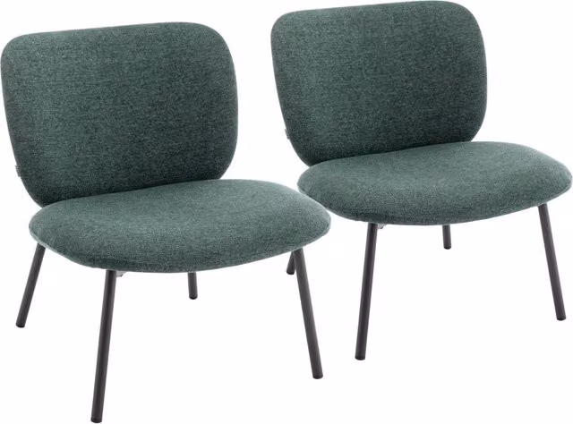 Oviala - Set di 2 poltrone relax in acciaio e tessuto verde scuro