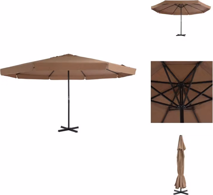 vidaXL Ombrellone con asta in alluminio 500 cm Taupe - Ombrelloni e tende da sole