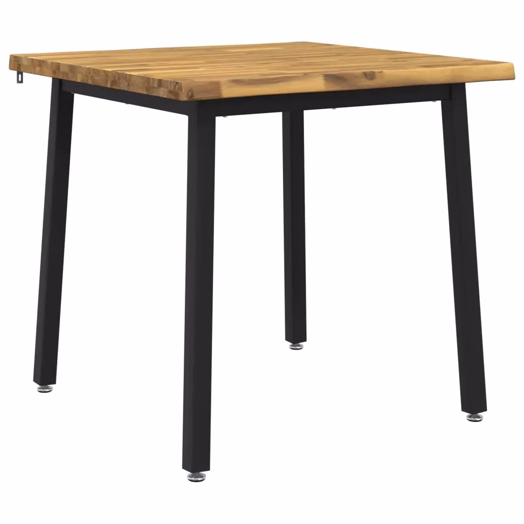 Tavolo quadrato moderno vidaXL in legno di acacia massello bianco e nero L/P/H: 80 x 80 x 75 cm – 2