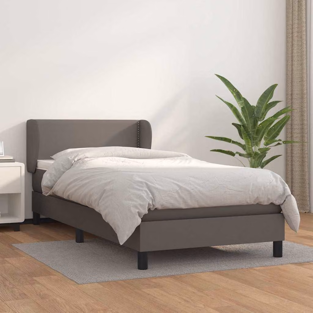 vidaXL Giroletto a Molle con Materasso Grigio in Similpelle, L/P/H: 80 x 200 x 83 cm