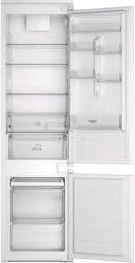 Frigorifero combinato da incasso Hotpoint Ariston bianco con portabottiglie e ripiani in vetro e plastica