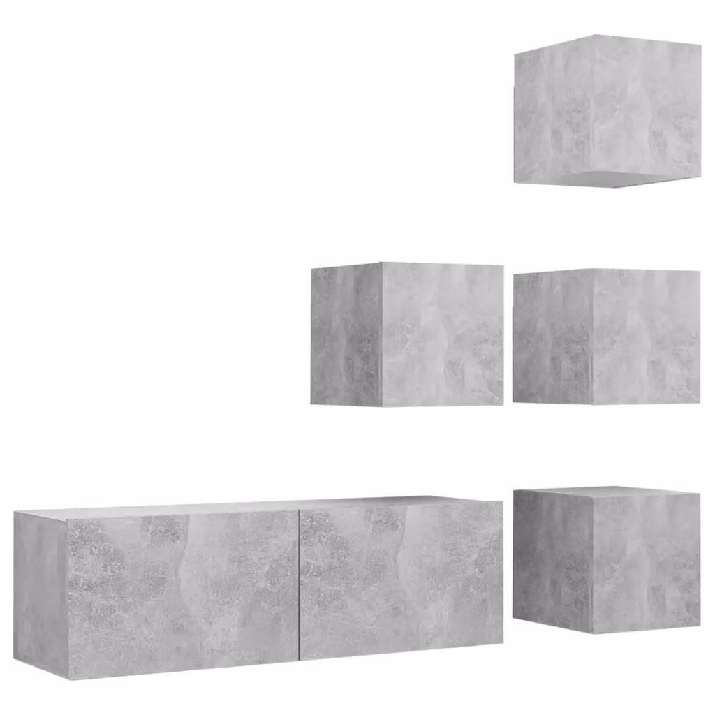 Set di mobili porta TV moderno vidaXL in legno e MDF, colore grigio opaco – 2