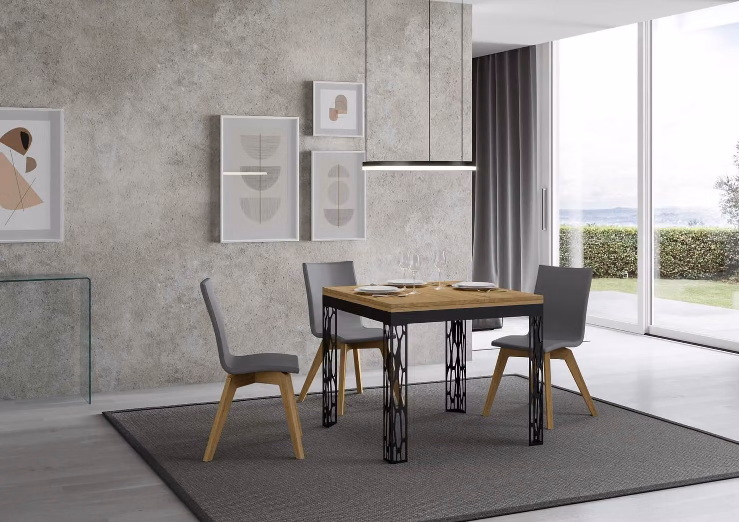 ITAMOBY - Tavolo apribile 90/180x90 cm Ghibli Libra quercia natura telaio antracite