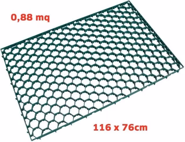Set di 50 griglie salvaprato carrabili in plastica verde ARTPLAST, copertura totale 0,88mq