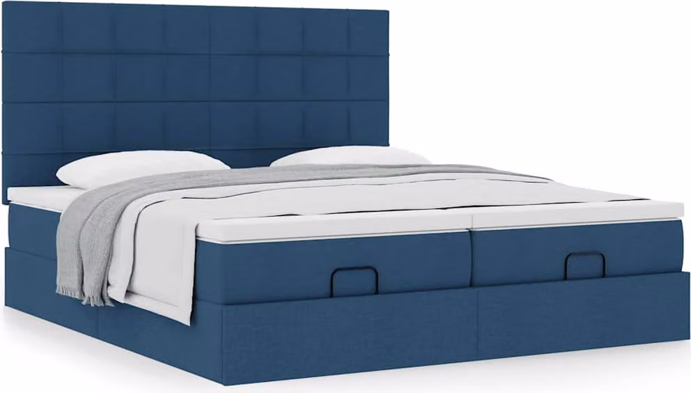 Struttura Letto Pouf con Materassi Blu 180x200cm in Tessuto