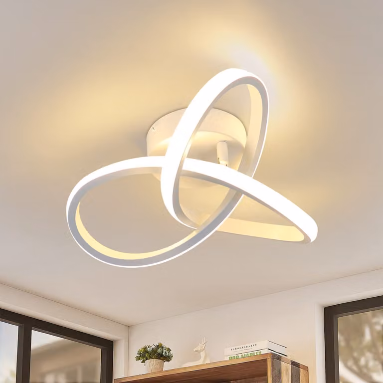 ZMH LED plafoniera soggiorno bianco caldo plafoniera 25,5CM 17W moderno bianco geometria design lampada per camera da letto ingresso corridoio cucina